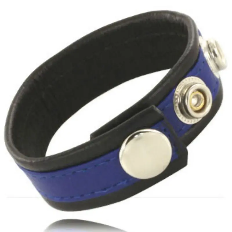 LEATHER BODY - CINTURINO IN PELLE REGOLABILE PER PENE BLU-NERO