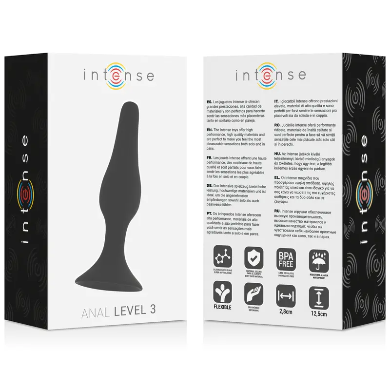 Confezione Intense Anal Level 3 plug anale in silicone nero