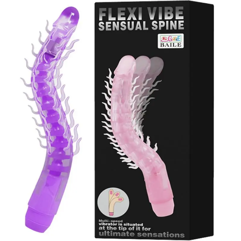 BAILE - DILDO VIBRANTE FLESSIBILE SENSUAL SPINE FLEXI VIBE LILLA 23.5 CM - immagine 7