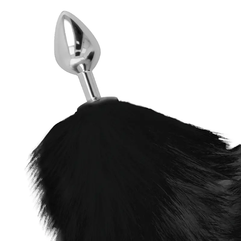 DARKNESS - PLUG ANALE ARGENTO 8 CM CON CODA NERA - immagine 8