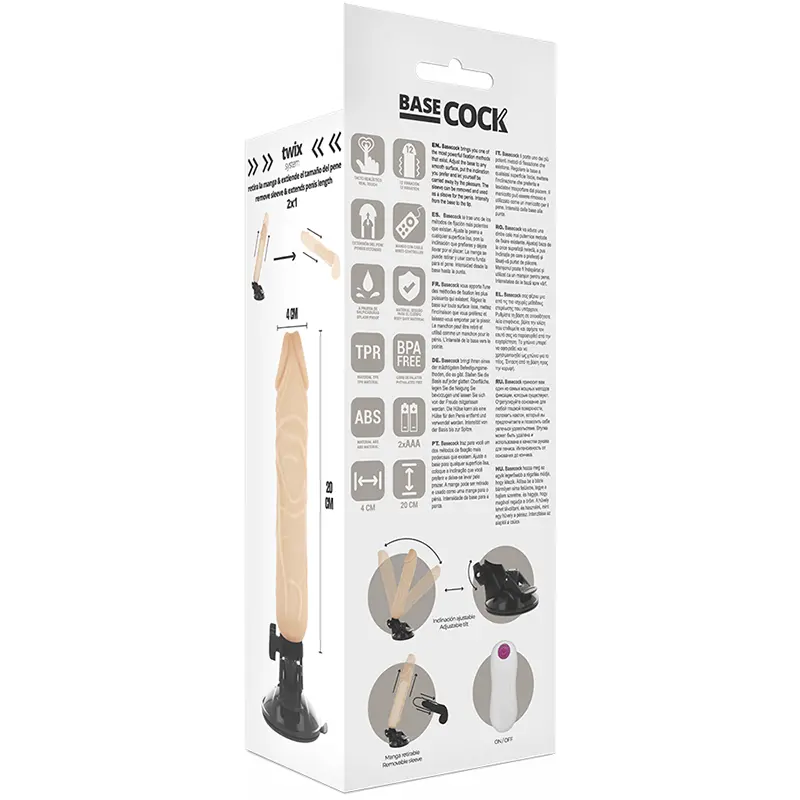 BASECOCK - VIBRATORE REALISTICO TELECOMANDO FLESH 20 CM -O- 4 CM - immagine 10