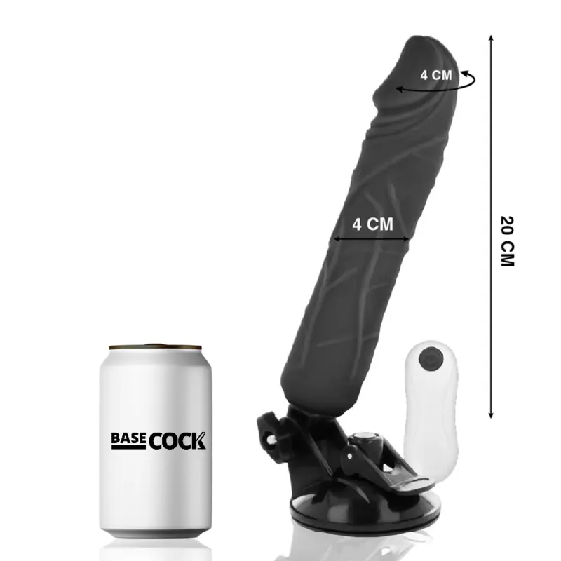 BASECOCK - VIBRATORE REALISTICO TELECOMANDO NERO 20 CM -O- 4 CM - immagine 2