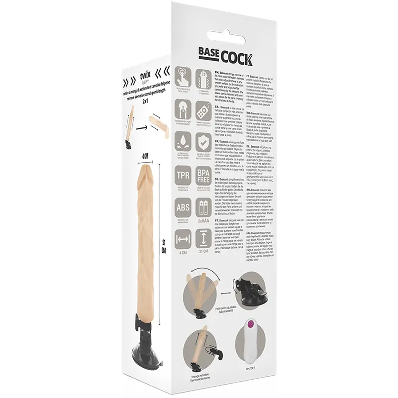 BASECOCK - VIBRATORE REALISTICO TELECOMANDO NATURALE 21 CM -O- 4 CM - immagine 10