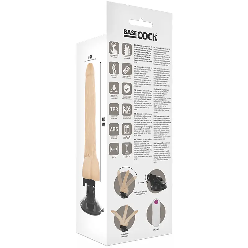 BASECOCK - VIBRATORE ARTICOLABILE TELECOMANDO NATURALE 18.5 CM -O- 4 CM - immagine 6