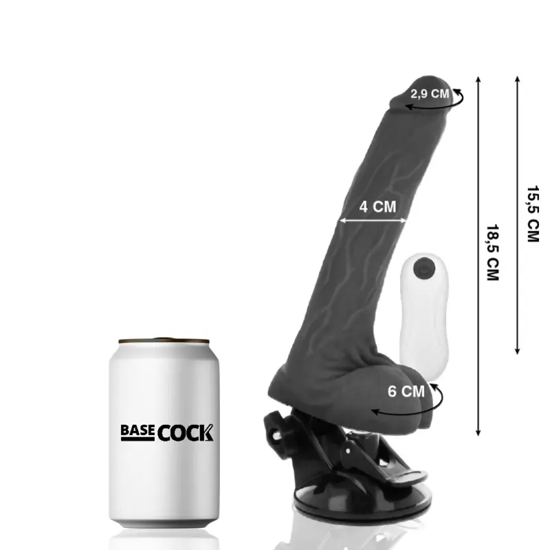 BASECOCK - VIBRATORE ARTICOLABILE TELECOMANDO NERO 18.5 CM -O- 4 CM - immagine 2