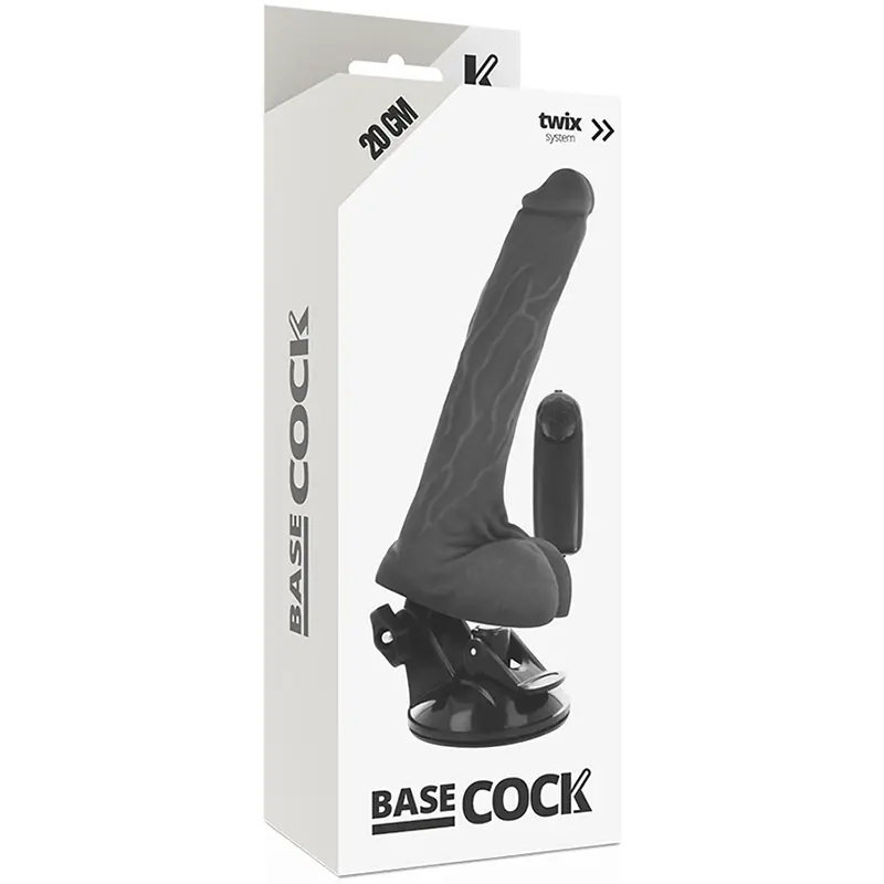 BASECOCK - VIBRATORE REALISTICO TELECOMANDO NERO CON TESTICOLI 20 CM -O- 4 CM - immagine 4