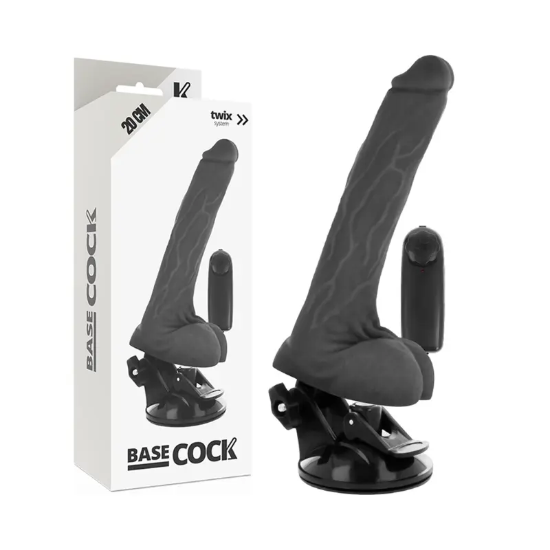 BASECOCK - VIBRATORE REALISTICO TELECOMANDO NERO CON TESTICOLI 20 CM -O- 4 CM - immagine 6