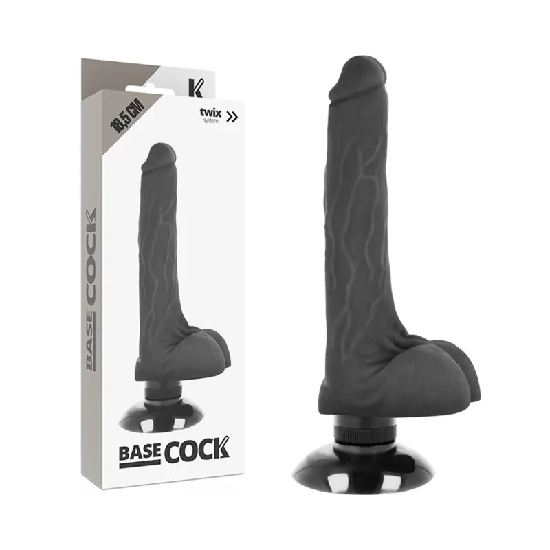 BASECOCK - VIBRATORE REALISTICO BASECOCK 2-1 NERO 18.5 CM -O- 4 CM - immagine 7