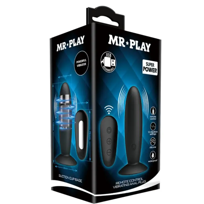MR PLAY - PLUG ANALE CON TELECOMANDO VIBRAZIONE NERO - immagine 16