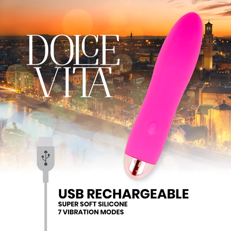 DOLCE VITA - VIBRATORE RICARICABILE QUATTRO ROSA 7 VELOCITÀ - immagine 4