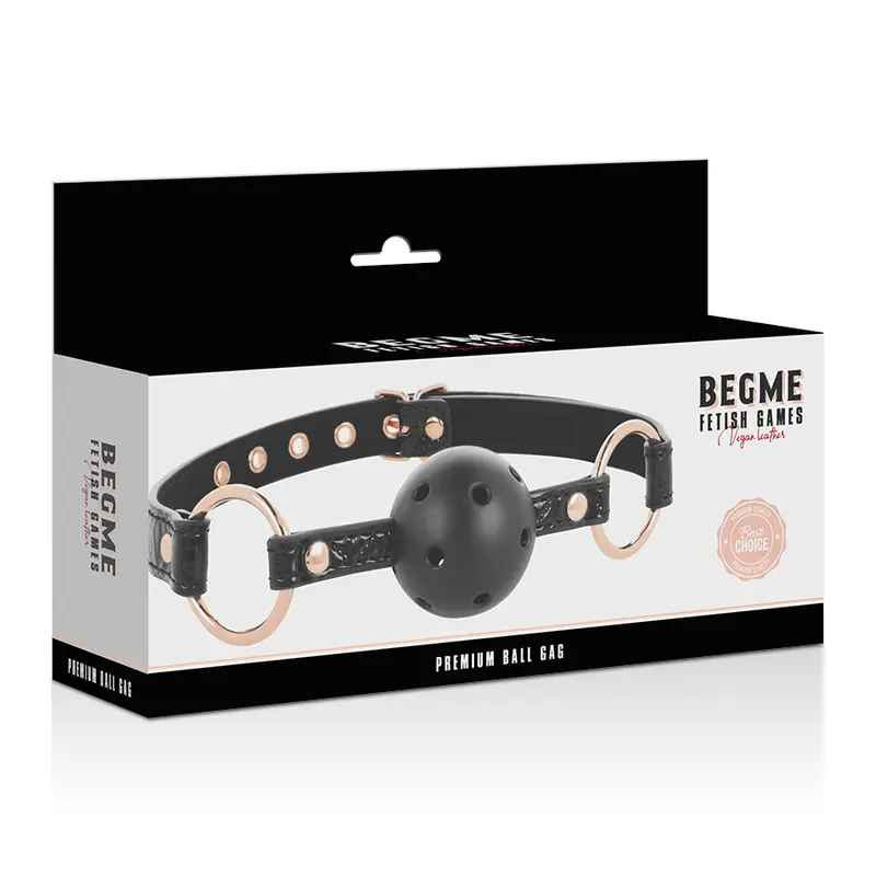 BEGME - BLACK EDITION BALL GAG VEGAN IN PELLE - immagine 4