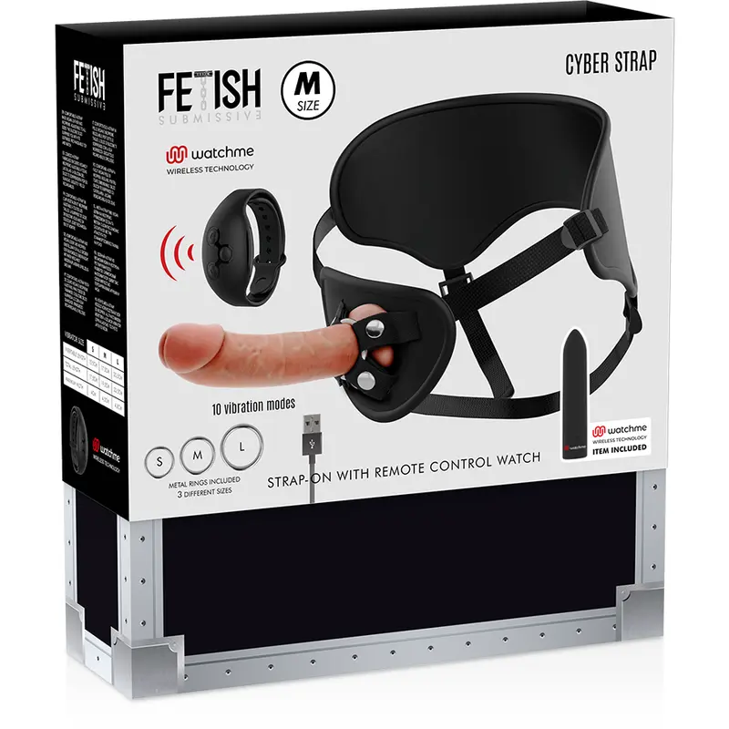 FETISH SUBMISSIVE CYBER STRAP - IMBRAGATURA CON DILDO E TELECOMANDO BULLET TECNOLOGIA WATCHME M - immagine 8