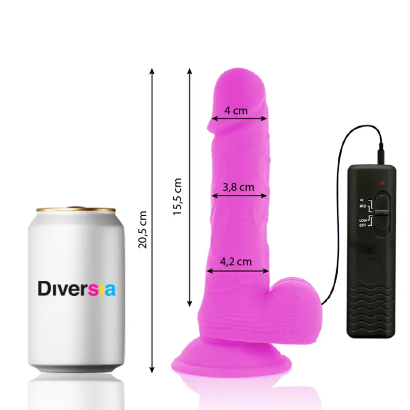 DIVERSIA - DILDO VIBRANTE FLESSIBILE VIOLA 20.5 CM -O- 4.2 CM - immagine 2