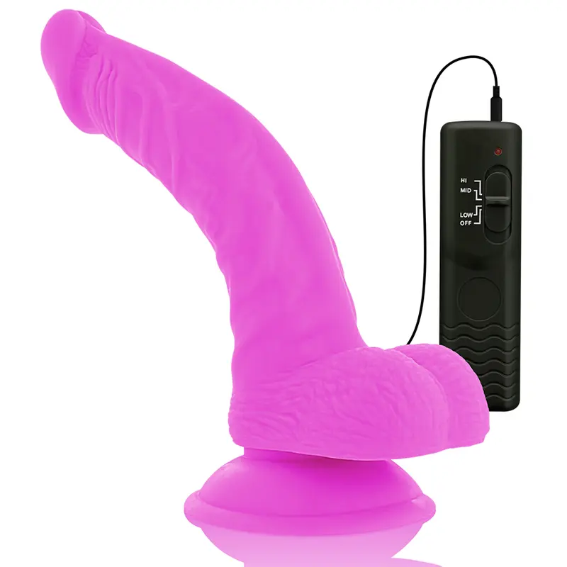 DIVERSIA - DILDO VIBRANTE FLESSIBILE VIOLA 21.5 CM -O- 4.5 CM - immagine 7