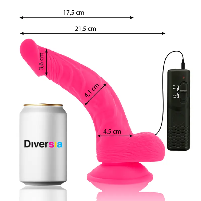 DIVERSIA - DILDO VIBRANTE FLESSIBILE ROSA 21.5 CM -O- 4.5 CM - immagine 2