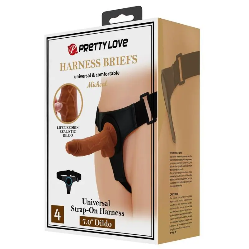 PRETTY LOVE - IMBRAGATURA SLIP UNIVERSALE IMBRAGATURA CON DILDO MICHEAL 20 CM NERO - immagine 2