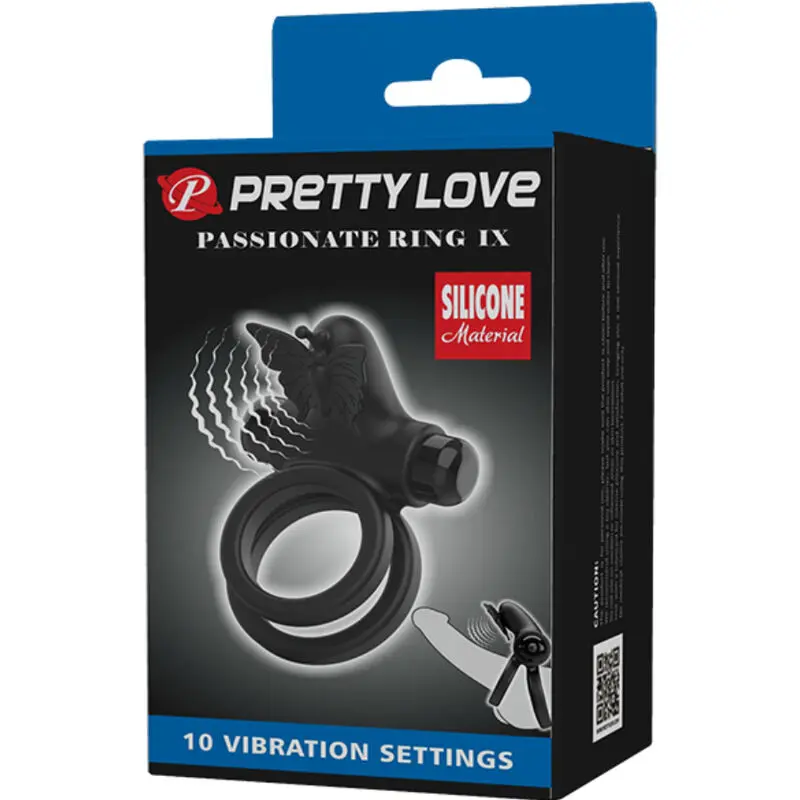 PRETTY LOVE - DOPPIO ANELLO VIBRANTE CON STIMOLATORE NERO - immagine 3