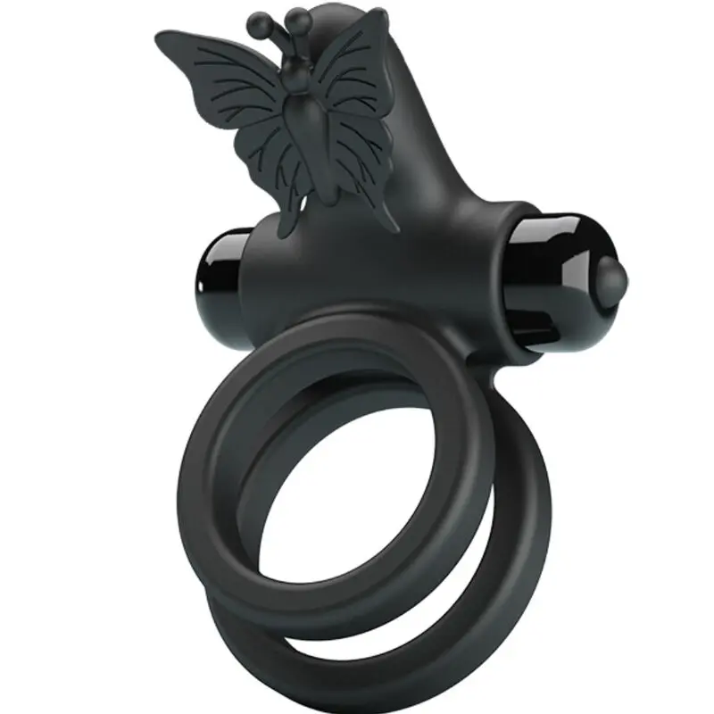 PRETTY LOVE - DOPPIO ANELLO VIBRANTE CON STIMOLATORE NERO - immagine 4