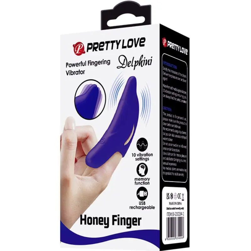 PRETTY LOVE - POTENTE STIMOLATORE DELLE DITA DELPHINI BLU SCURO - immagine 2