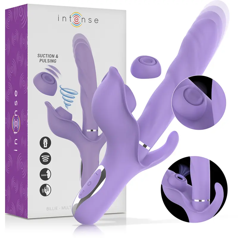 INTENSE - BILLIE VIBRATORE MULTIFUNZIONALE RICARICABILE A SUCCHIO CON PULSANTE VIOLA