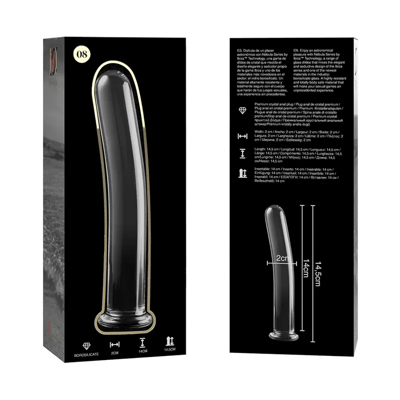 NEBULA SERIES BY IBIZA - MODELLO 8 DILDO IN VETRO BOROSILICATO TRASPARENTE 14.5 CM -O- 2 CM - immagine 5