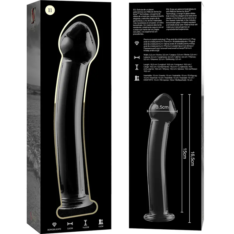 NEBULA SERIES BY IBIZA - MODELLO 11 DILDO IN VETRO BOROSILICATO TRASPARENTE 16 CM -O- 3 CM - immagine 5
