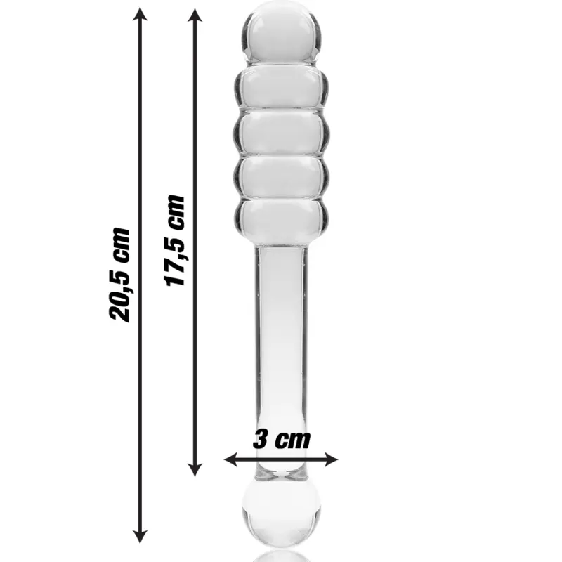 NEBULA SERIES BY IBIZA - MODELLO 20 DILDO IN VETRO BOROSILICATO TRASPARENTE 20.5 CM -O- 3 CM - immagine 3