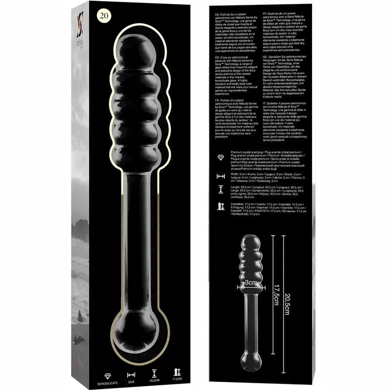 NEBULA SERIES BY IBIZA - MODELLO 20 DILDO IN VETRO BOROSILICATO TRASPARENTE 20.5 CM -O- 3 CM - immagine 5