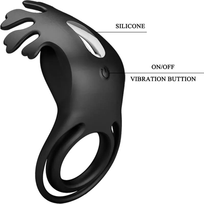 PRETTY LOVE - ANELLO VIBRATORE RUBEN 7 VIBRAZIONI IN SILICONE NERO - immagine 7