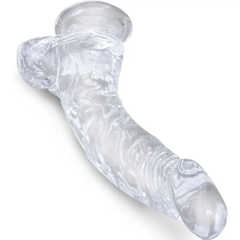 KING COCK - CLEAR PENE CURVO REALISTICO CON SFERE 16.5 CM TRASPARENTE - immagine 2