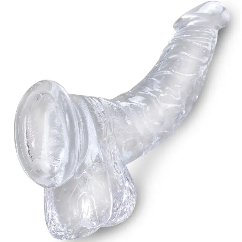 KING COCK - CLEAR PENE CURVO REALISTICO CON SFERE 16.5 CM TRASPARENTE - immagine 3