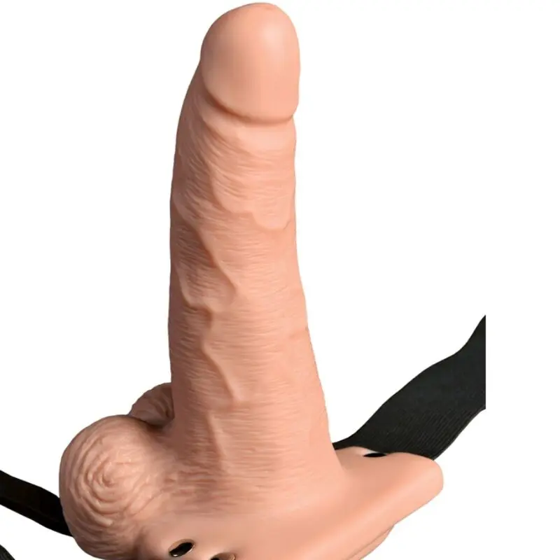 FETISH FANTASY SERIES - IMBRAGATURA REGOLABILE TELECOMANDO PENE REALISTICO CON TESTICOLI RICARICABILI E VIBRATORE 15 CM - immagine 2