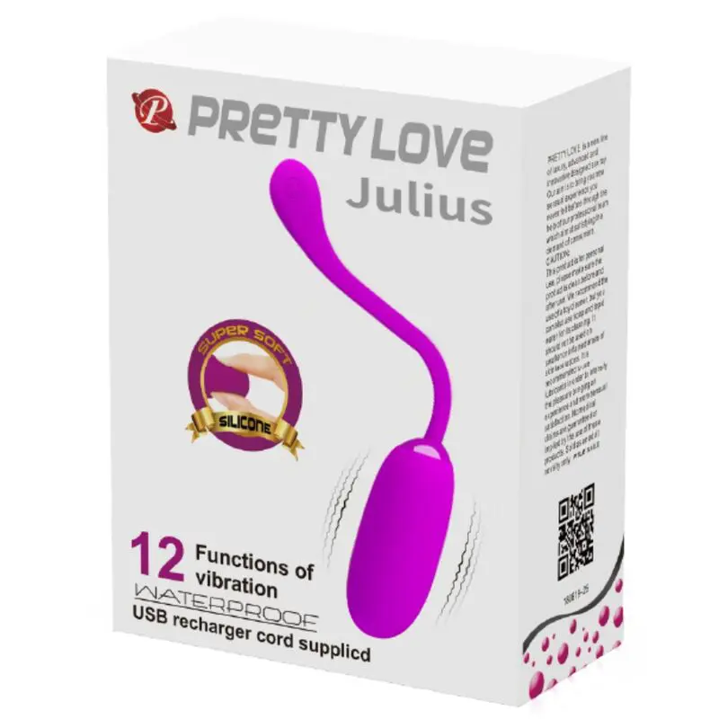 PRETTY LOVE - UOVO VIBRANTE JULIUS IMPERMEABILE-RICARICABILE VIOLA - immagine 3