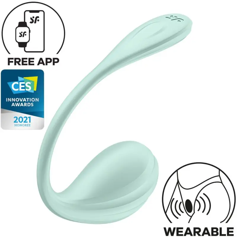 SATISFYER - STIMOLATORE PUNTO G PETALE LISCIO VERDE ACQUA APP GRATUITA - immagine 7