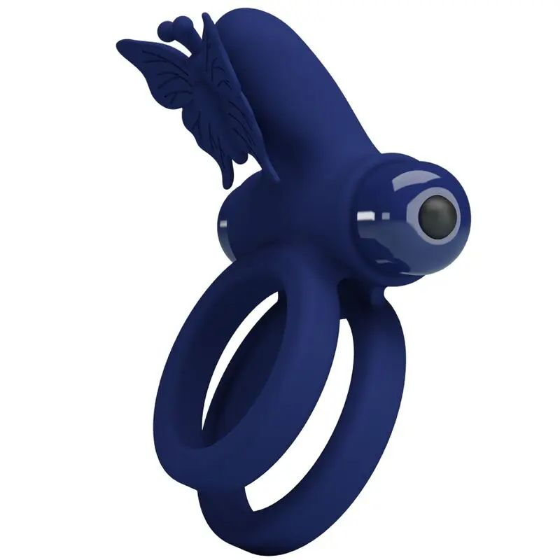 PRETTY LOVE - JAMELE DOPPIO ANELLO CON VIBRAZIONE E STIMOLATORE FARFALLA BLU - immagine 3