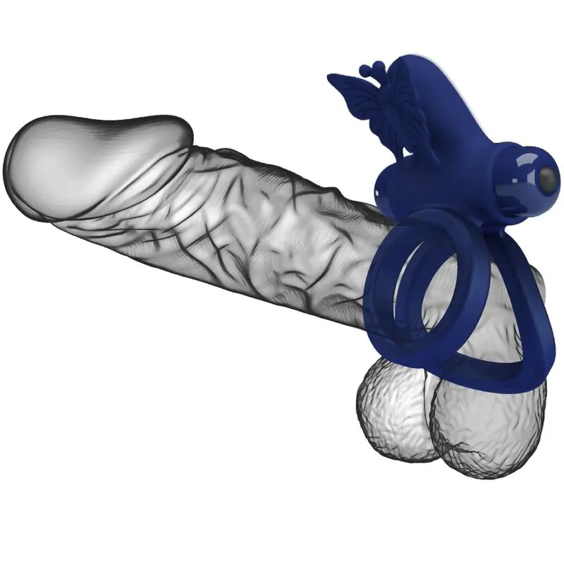 PRETTY LOVE - JAMELE DOPPIO ANELLO CON VIBRAZIONE E STIMOLATORE FARFALLA BLU - immagine 7