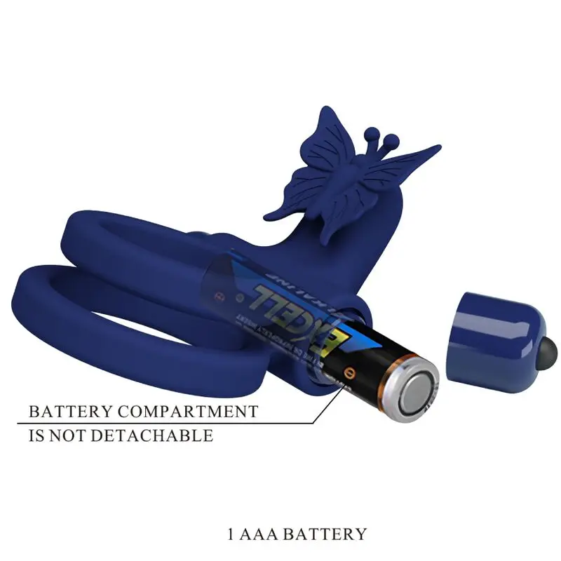 PRETTY LOVE - JAMELE DOPPIO ANELLO CON VIBRAZIONE E STIMOLATORE FARFALLA BLU - immagine 10