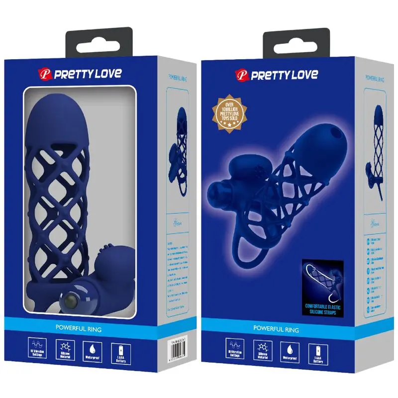 PRETTY LOVE - GIANN ANELLO VIBRATORE CON GUAINA IN SILICONE BLU - immagine 7