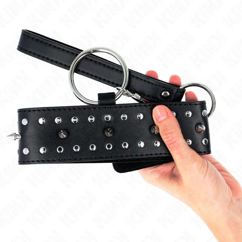 KINK - COLLANA CON GUINZAGLIO 65 CM CON BORCHIE IN ARGENTO MODELLO 1 REGOLABILE 36-43 CM X 5 CM - immagine 4