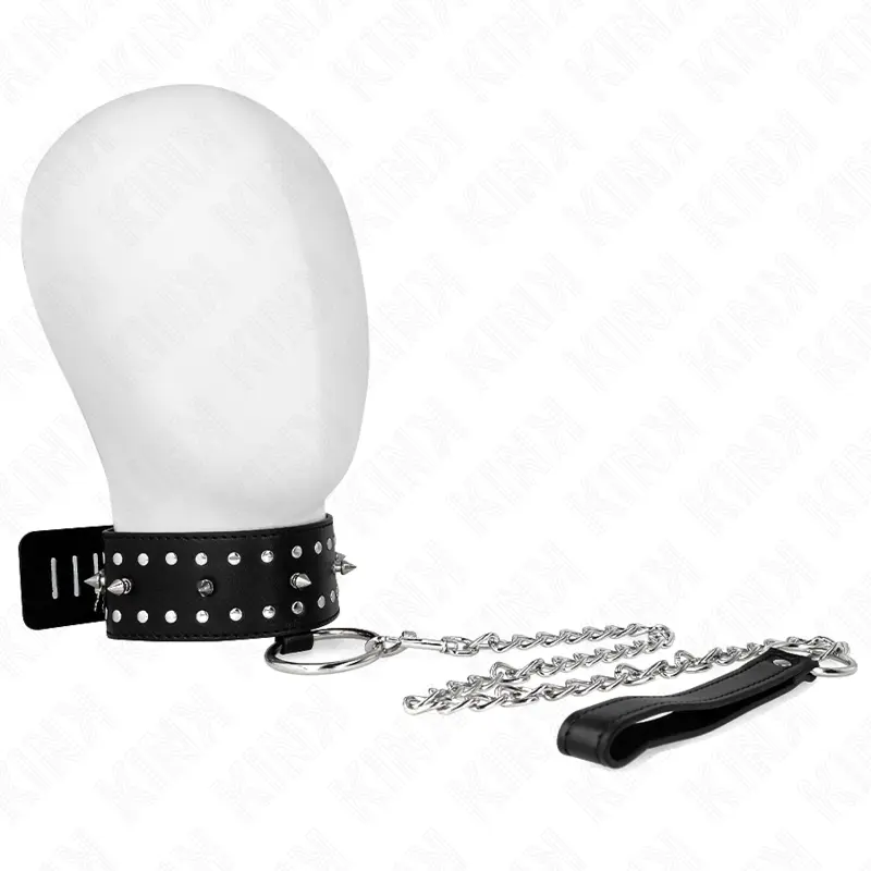 KINK - COLLANA CON GUINZAGLIO 65 CM CON BORCHIE IN ARGENTO MODELLO 1 REGOLABILE 36-43 CM X 5 CM - immagine 5