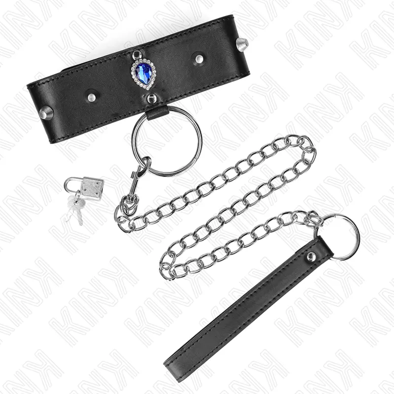 KINK - COLLANA 65 CM CON CINTURINO CON DIAMANTI BLU REGOLABILE 36-43 CM X 5 CM - immagine 3