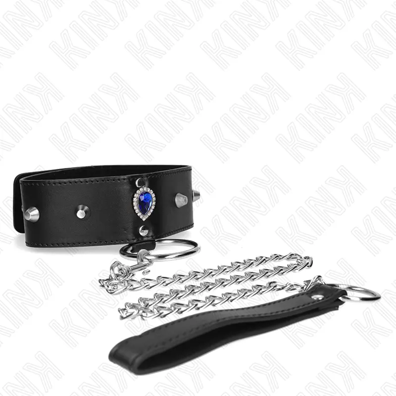 KINK - COLLANA 65 CM CON CINTURINO CON DIAMANTI BLU REGOLABILE 36-43 CM X 5 CM - immagine 4