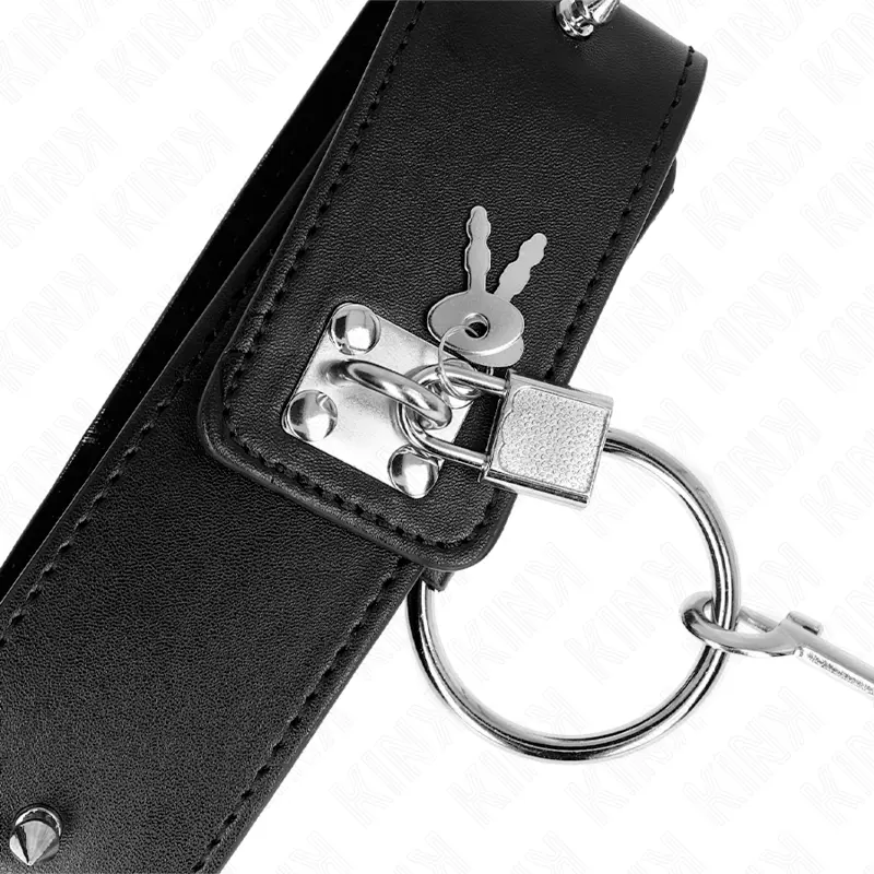 KINK - COLLANA 65 CM CON GUINZAGLIO CON BORCHIE ARGENTO MODELLO 2 REGOLABILE 36-43 CM X 5 CM - immagine 6