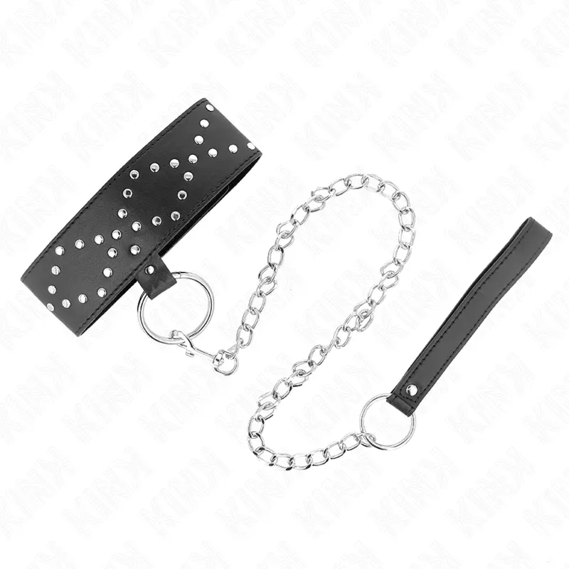 KINK - COLLANA 65 CM CON GUINZAGLIO CON BORCHIE ARGENTO MODELLO 3 REGOLABILE 36-43 CM X 5 CM - immagine 2