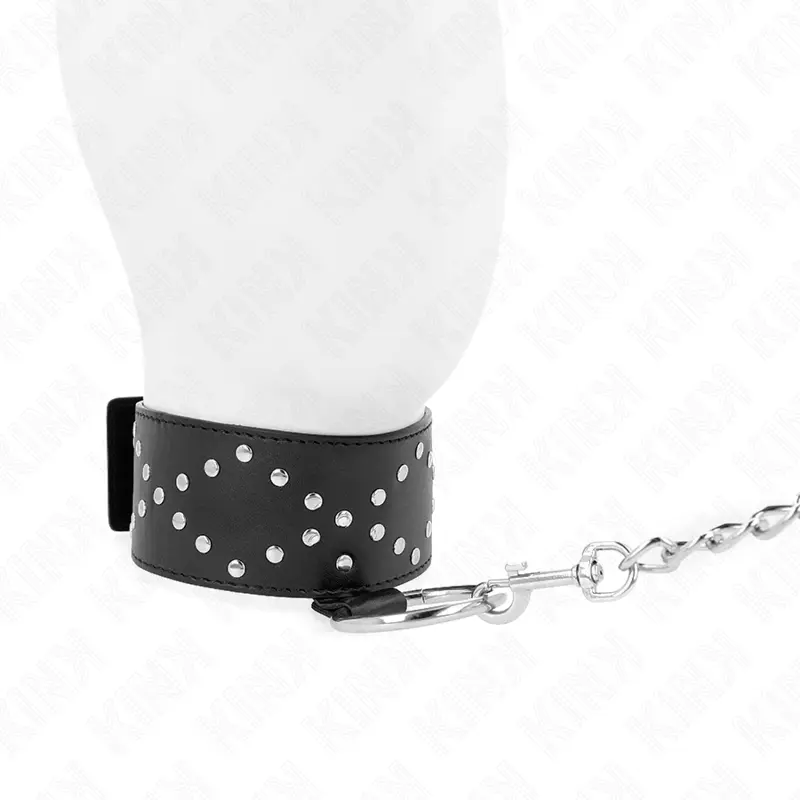 KINK - COLLANA 65 CM CON GUINZAGLIO CON BORCHIE ARGENTO MODELLO 3 REGOLABILE 36-43 CM X 5 CM - immagine 3