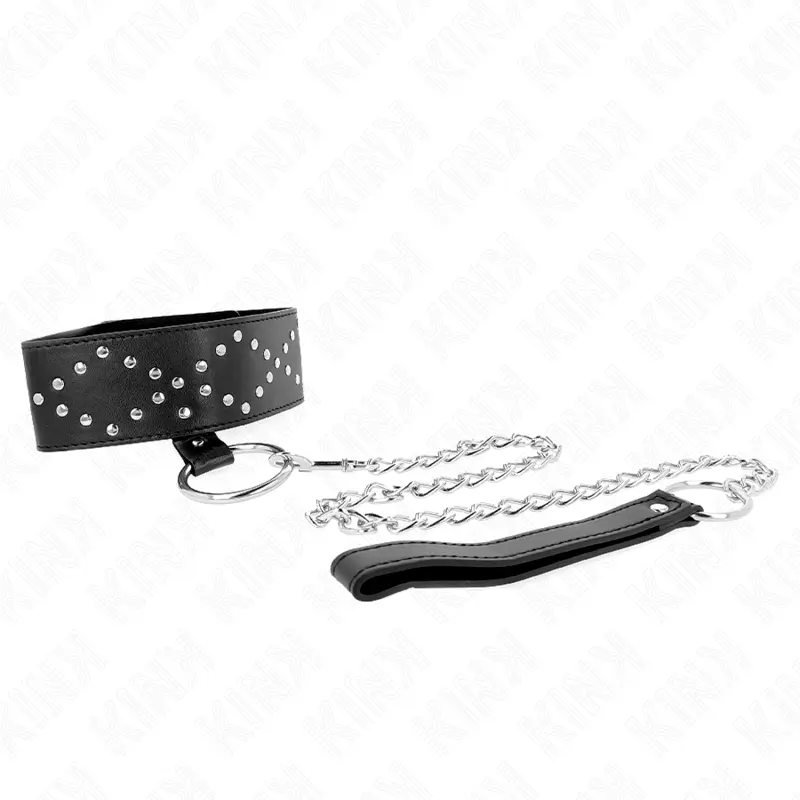 KINK - COLLANA 65 CM CON GUINZAGLIO CON BORCHIE ARGENTO MODELLO 3 REGOLABILE 36-43 CM X 5 CM - immagine 4