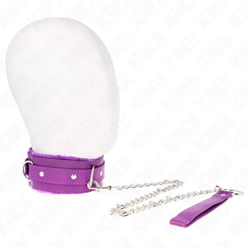 KINK - COLLARE CON GUINZAGLIO 65 CM CON RESTRIZIONI VIOLA 36-42 CM X 5,5 CM - immagine 2