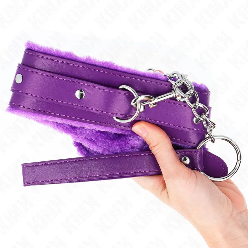 KINK - COLLARE CON GUINZAGLIO 65 CM CON RESTRIZIONI VIOLA 36-42 CM X 5,5 CM - immagine 5