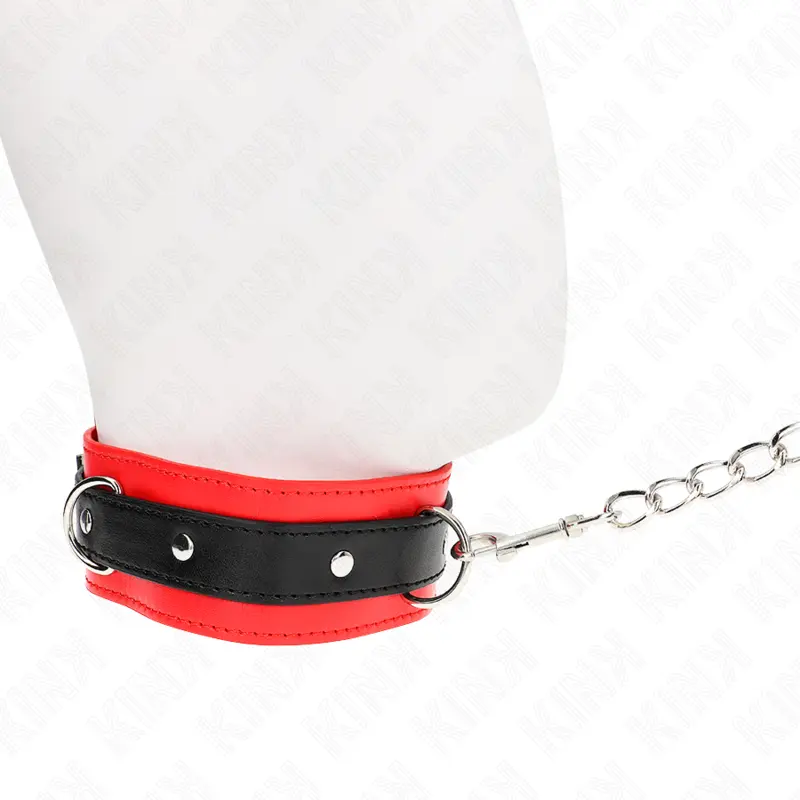 KINK - COLLARE MODELLO BASE CON GUINZAGLIO 65 CM MODELLO 3 ROSSO 53 X 5 CM - immagine 2