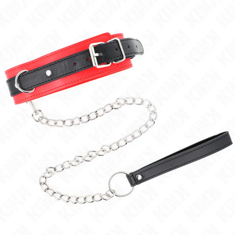 KINK - COLLARE MODELLO BASE CON GUINZAGLIO 65 CM MODELLO 3 ROSSO 53 X 5 CM - immagine 5